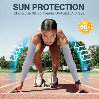 2 Pairs UV Protection Cooling Arm Sleeves Compression Sun Sleeves for Men Women Youth, Tattoo Cover Up, UPF 50 - color: 2 Pairs: 1 Pair Black & 1 Pair Dark Gray