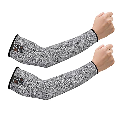 Protective Arm Sleeves, Cut Heat Resistant Arm Protectors Anti Abrasion Safety Armband for Garden Kitchen Work 1 Pair - color: Grey (Large, 1 Pair)