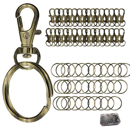 Keychain, 68PCS Swivel Snap Hooks with Key Rings, Metal Lobster Claw Clasp,34PCS Keychains Clips Hooks and 34PCS Key Chain Rings,Keychain Rings for DIY Crafts,Jewelry Making (Bronze) - color: bronze