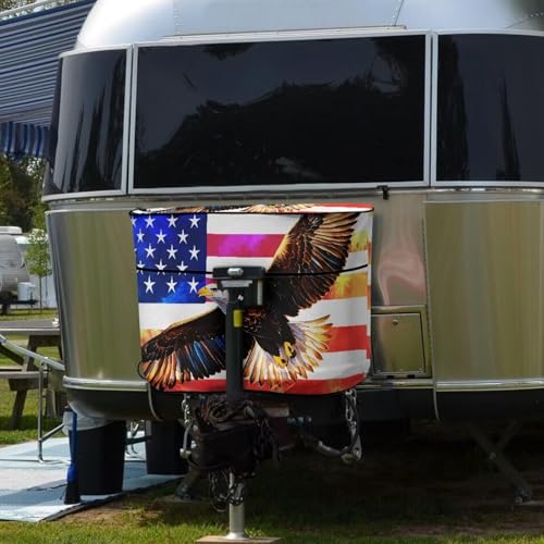 Eagle American Flag Double 20lb RV Propane Tank Cover for Travel Trailer Polyester Waterproof Cover Sun Protection Easy to Stall Easy to Stall - color: Eagle American Flag, size: S(20LB)
