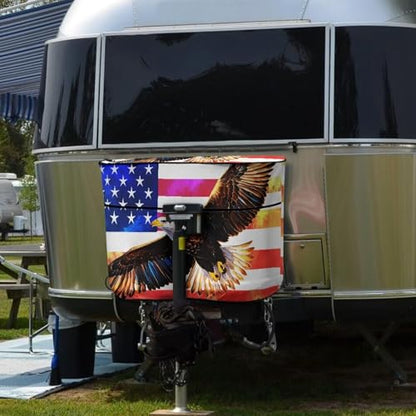 Eagle American Flag Double 20lb RV Propane Tank Cover for Travel Trailer Polyester Waterproof Cover Sun Protection Easy to Stall Easy to Stall - color: Eagle American Flag, size: S(20LB)