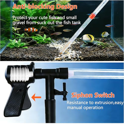 Fish Tank Cleaner Kit, Gravel Vacuum for Aquarium, Fish Tank Aquarium Vacuum Gravel Cleaner, Aquarium Siphon with Magnetic Fish Tank Glass Cleaner, Aquarium Cleaning Tools Water Changer