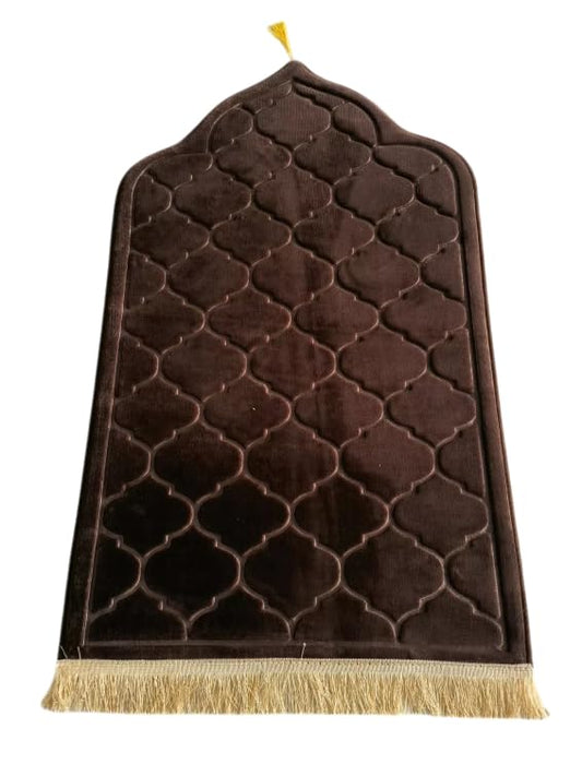 Muslim Prayer Mat, Mussallah, Zaawiya, Prayer Room, Janamaz Sajada, Carpet for Men and Women, Ramadan Gift, Eid Gift. 65x110cm (Choc Brown) - color: Choc Brown