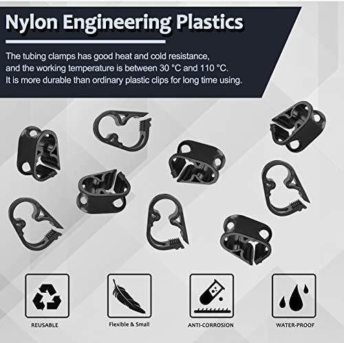 6 Pcs Plastic Tubing Clamps, 0.236-0.472 Inch, Black | Adjustable Tube Clamp, 6-12 mm, Flow Control Hose Clamp, Laboratory Pinch Valve, Syphon Pipe Clamp