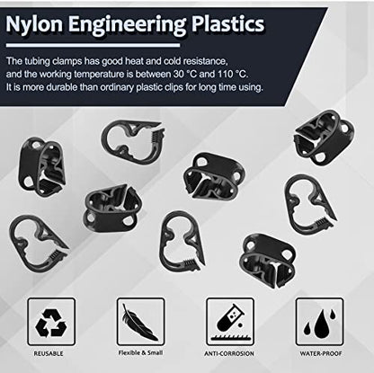 6 Pcs Plastic Tubing Clamps, 0.236-0.472 Inch, Black | Adjustable Tube Clamp, 6-12 mm, Flow Control Hose Clamp, Laboratory Pinch Valve, Syphon Pipe Clamp