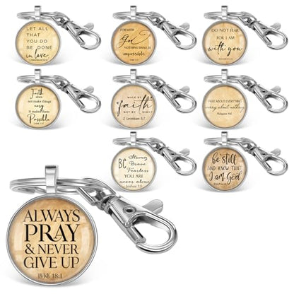Fumete Christian Keychain Bulk Bible Verse Religious Key Chains Scripture Quote Positive Gift for Women Men Church Pastor - color: Silver