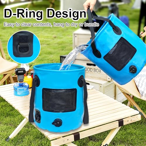 6.6 Gallon Collapsible Bucket with Drain Valve & Handle, Portable Outdoor Water Bucket for RV, Camping, Fishing, Hiking, Gardening & Car Washing
