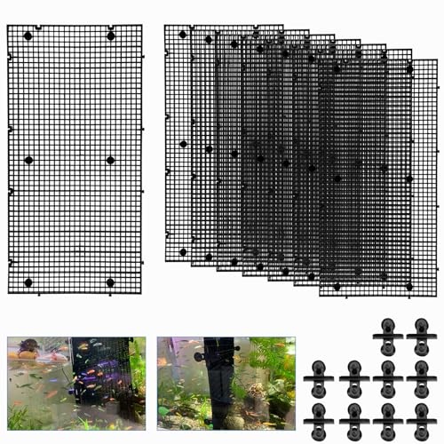8pcs Fish Tank Divider with 10 pcs Suction Cups DIY Adjustable Aquarium Divider Filter Bottom Fish Tank Isolation Board Egg Crate