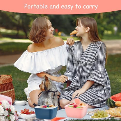 3 Pcs Salad Lunch Container with 3 Compartment, 50 oz Salad Lunch Container for adults, Leakproof Salads Bowl for Toppings, Snacks (Pink,Blue,Green)