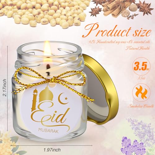 MTLEE 24 Pcs Eid Mubarak Scented Soy Candles 1.8 oz Glass Ramadan Scented Candle Gifts for Women Muslim Islamic Gifts for Family Eid Party Favors Table Decorations