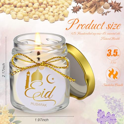 MTLEE 24 Pcs Eid Mubarak Scented Soy Candles 1.8 oz Glass Ramadan Scented Candle Gifts for Women Muslim Islamic Gifts for Family Eid Party Favors Table Decorations