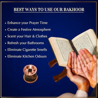 Oud Bakhoor Variety Box with Burner & Ma'amoul Attar Oil Set - 6 Bottles x 6 ml