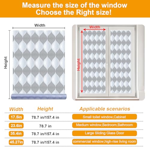 Countewol Frosted Window Privacy Film, Static Cling Non-Adhesive, Removable & Reusable, Anti-UV Heat Blocking for Bathroom Bedroom Office (Wave Frosted, 35.4 x 78.7 in) - color: Wave Frosted, size: 35.4 x 78.7 in