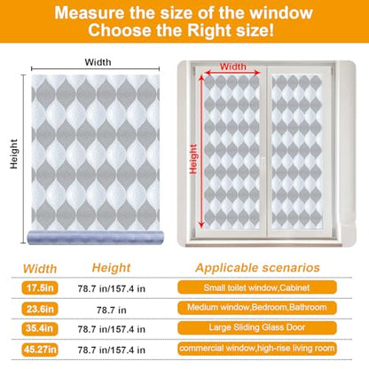 Countewol Frosted Window Privacy Film, Static Cling Non-Adhesive, Removable & Reusable, Anti-UV Heat Blocking for Bathroom Bedroom Office (Wave Frosted, 35.4 x 78.7 in) - color: Wave Frosted, size: 35.4 x 78.7 in