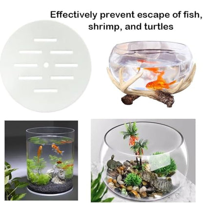 Acrylic Aquarium Anti Jumping Lid Cover 2PCS, Round 7.5 Inch Fish Tank Cover with Multi Holes to Prevent Fish, Shrimp, Turtles, Reptiles from Jumping Out