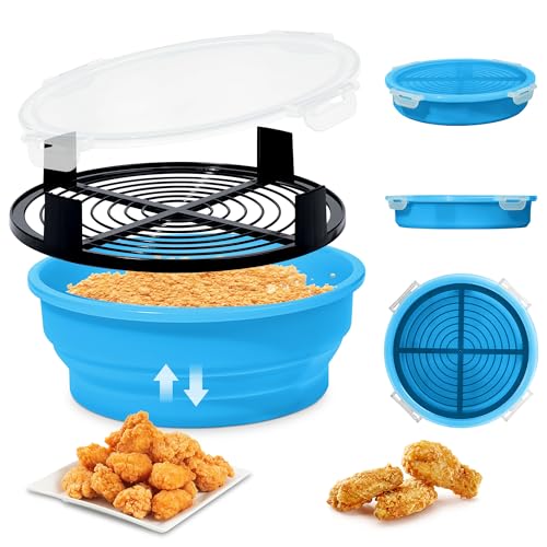 Collapsible Batter Bowl - Breading Bowl Shaker with Lid, Sky Blue - color: Sky Blue