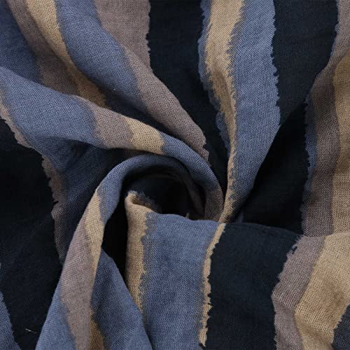 Men's Muslim Kaftan Thobe 3/4 Sleeve East Islamic Saudi Arabic Robes Lightweight Stripe Printed Dubai Caftan Gown - color: Blue, size: XX-Large