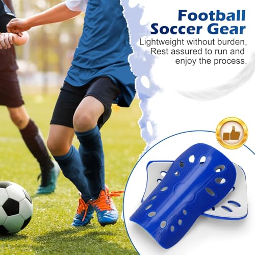 Soccer Shin Guards, 2 Pair Lightweight and Breathable Shin Guard Sleeves for Adults Football Player, Calf Protective Gear Shin Guards for Men Women (Bigger Shin Guards) - color: Blue and Red