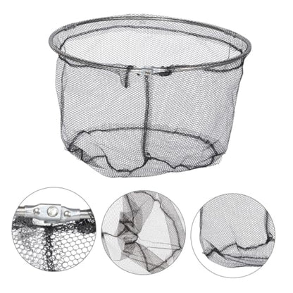 FOMIYES 4pcs Foldable Fishing Net Replacement Heads, Stainless Steel Frame with Black Soft Flexible Mesh, 40cm Round Deep Landing Nets for Freshwater and Saltwater Fishing