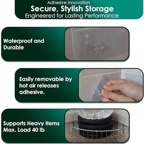 Shower Caddy Adhesive Replacement Stickers Sticker Shelf Basket Strips Suction Hooks Large Strong Hook (Transparent - 4 Packs) - color: Transparent 1 Hook