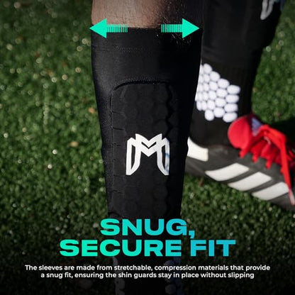 MediCaptain Mini Shin Guards Soccer – Built in Shin Pad Sleeves for Mens, Women, Teens - Small Shin Guards - Lightweight, Breathable Shin Defender Leg Protection - color: Black, size: Maxi (5.5 x 2.8 in)