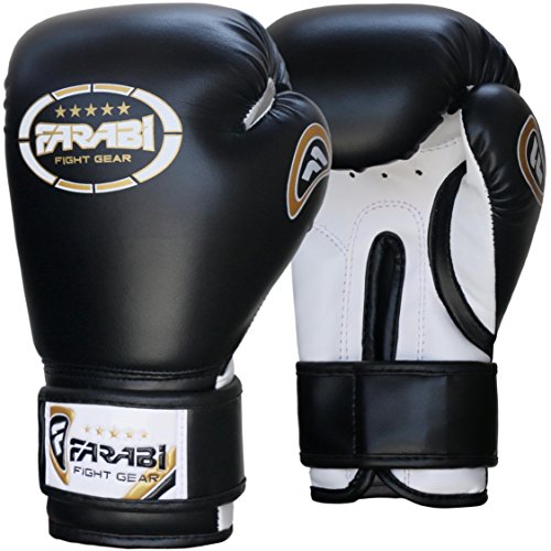 Farabi Boxing Gloves Kids Junior Muay Thai Kick Boxing Training MMA Punching Bag - color: Black, size: 6OZ