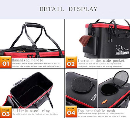 Multi-Functional EVA Foldable Fish Bag for Outdoor - Live Fish Lures and Protection Containers - 8GAL, 6GAL, 4.8GAL, 3GAL - color: 6gal/Black