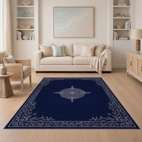 5'x7' Blue Deep Medallion Prayer Design Washable Area Rug - color: Blue/Pattern 12, size: 5' x 7' (Rectangular)