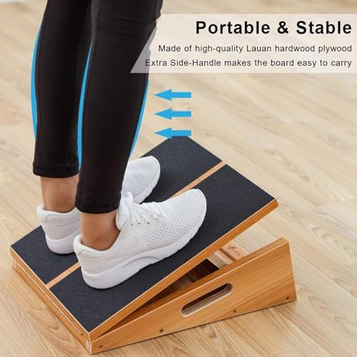 StrongTek Professional Wooden Slant Board, Adjustable Incline Board, and Calf Stretcher, Stretch Board - Extra Side-Handle Design for Portability, Full-Coverage - style: full-coverage