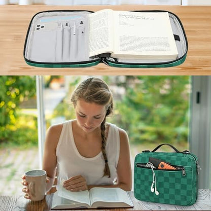 Bible Cover Case for Women Large Bible Cover for Girls Bible Study Supplies Accessories with Handle and Shoulder Strap | Durable - color: Dark Green