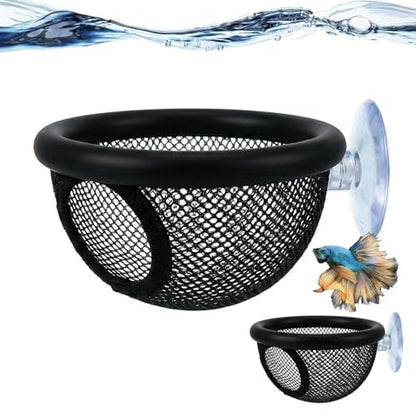2 PCS Floating Hide with Suction Cups, Aquarium Betta Bed for Fish Tank, Beta Hammock for Fish, Floating Betta Hammock with Feeding Ring, Compact Design 10 cm x 5.6 cm