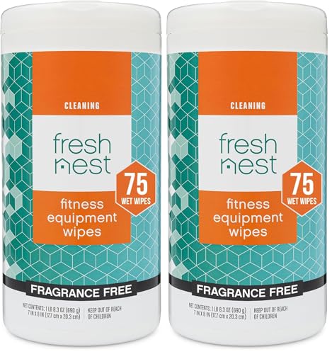 Fitness Equipment Wipes - Cleaning Wipes for Yoga Mats, Pilates Studios, Gyms, Peloton & Cycle Bikes, Spas - Fragrance-Free Wipes Surface Cleaning for Home, Office, Gym 75-Count (Pack of 2) - size: 75 Count (Pack of 2)