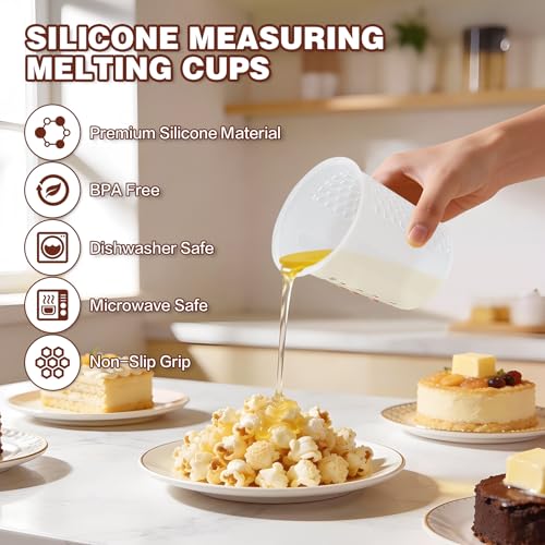 Silicone Measuring Cups Set 10Pcs 125ml for Cooking Reusable Baking Supplies Silicone Flexible Melting Measure Cup for Butter, Chocolate - color: 10*125ml