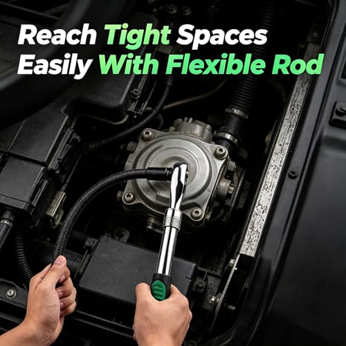 Flexible Socket Extension Bar, Flexible Connecting Rod, Wrench Sleeve Universal Extension Rod Set, 360° Adjustable for Impact Wrench & Automotive Repair - color: 350mm/13.78in+adapter