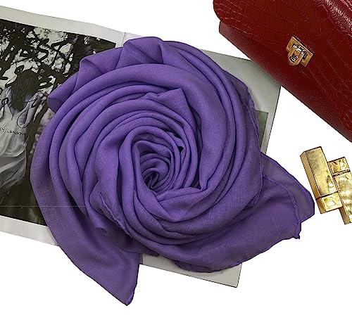 woogwin Women's Scarf Lady Light Soft Fashion Solid Shawl Wraps - color: Dark Purple