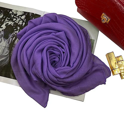 woogwin Women's Scarf Lady Light Soft Fashion Solid Shawl Wraps - color: Dark Purple