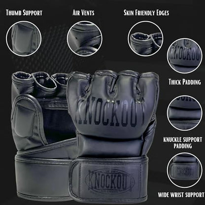 Grappling UFC MMA Gloves for Men Women, Training & Sparring, Martial Arts Punching Bag Gloves with Open Palms Kickboxing Gloves, Muay Thai, MMA - size: Medium