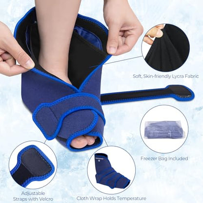 Ankle Foot Ice Pack Wrap, XL, Blue, 1 Wrap + 4 Gel Packs | 30-Min Long-Lasting & Leakproof, Full Coverage for Feet Pain Relief, Hot & Cold Therapy, Insertable Ice Packs, Easy-to-Wear - size: XL, style: Blue (1 Wrap+4 Gel Packs)