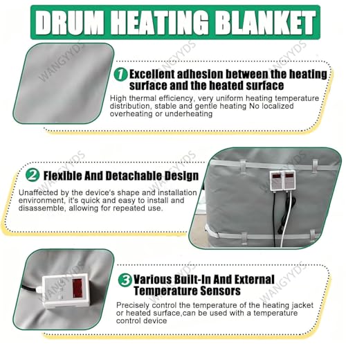 IBC Tote Heater Blanket, 55 Gallon/275 Gallon Heating Pad for Winter, Full Cover IBC Tote/Tank Heater Blanket Oil Drum Heater, Metal Drum Heater, Adjustable Temp 0~150℃ Black-275Gallon/1000L - color: Black, size: 275Gallon/1000L