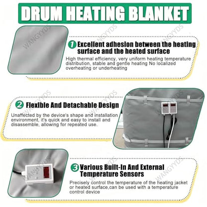 IBC Tote Heater Blanket, 55 Gallon/275 Gallon Heating Pad for Winter, Full Cover IBC Tote/Tank Heater Blanket Oil Drum Heater, Metal Drum Heater, Adjustable Temp 0~150℃ Grey-275Gallon/1000L - color: Gray, size: 275Gallon/1000L