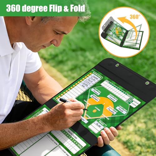 AOLEBA Baseball Lineup Board for Dugout,Dry Erase Magnetic Metal Baseball Clipboard for Coaches - style: Folded - Green