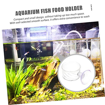 UPKOCH 2pcs Glass Fish Feeding Cups Aquarium Food Holders Cups for Easy Installation Smooth Feeding Mouth for Freshwater Tanks