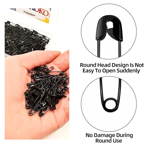 Safety pins 150pcs 0.75inch Safety pins for Clothes for Clothing Sewing Handicrafts Quilting Jewelry Making，Black Hijab pins (Black)