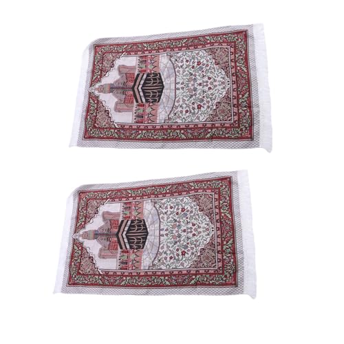Rengue Soft Velvety Touch Prayer Rug Islamic Prayer Mat Portable Foldable with Elegant Tassels for Men Women Ramadan Eid Gift