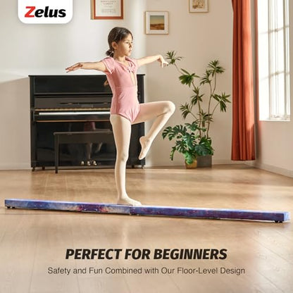 ZELUS 8' Folding Gymnastics Balance Beam, Floor Balance Beam w/Carry Handles Anti-Slip Base for Kids, Beginners & Professional Gymnasts - color: Star