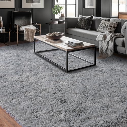 Dssimo 5x7 Area Rug for Living Room Fluffy Shag Grey Rugs for Bedroom, - color: Grey, size: 5' x 7' (Rectangular)