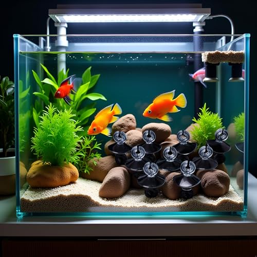 10 Pcs Transparent Aquarium Suction Cup, Plastic Sucker with Clips Fish for Tank Pipe Hose Tube Holder Fish Tank Suction Cups Aquarium Air Pump Accessories (1.2in)