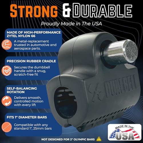 Dumbbell Converter- for 1" bars Superset Dumbbell to Barbell Adapters- hold up to 500lbs- Converts dumbbells for use on 1" diameter barbell - color: Black Superset w/red weight collars (for standard 1" bar)