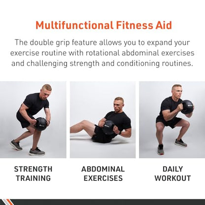 Body Sport Double Grip Medicine Ball, 12 lb. - Strength Training Weighted Exercise Tool - Softer Kettlebell Alternative for Home Fitness & Gyms