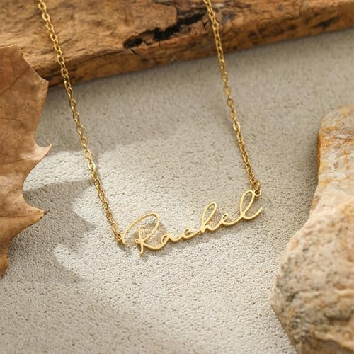 Ajiangwu 18K Gold Plated Name Necklace Personalized,Multiple Custom Name Necklace Family Necklace with Kids Names Customized Choker Necklace for Women - color: 1 Name